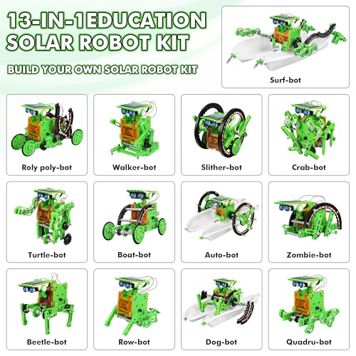 STEM 13-in-1 Education Solar Power Robots Toys for Boys Age 8-12 (13 Count)