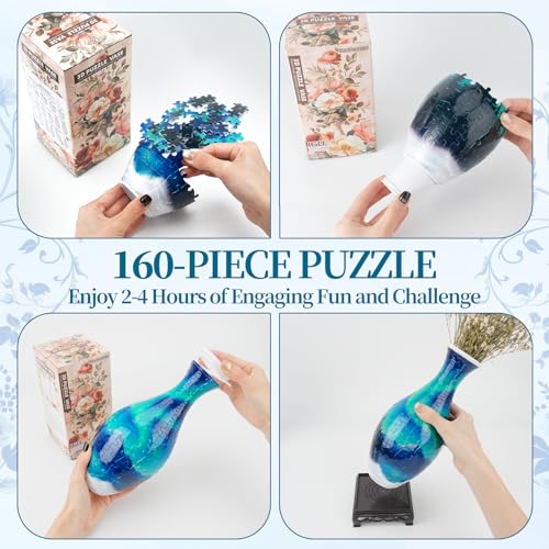 3D Puzzle Vase for Adults with 160 Plastic Pieces (160 Count)