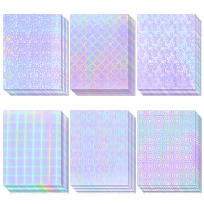 36 Sheets Holographic Laminate Sheets 8.5x11 Inch Self Adhesive 6 Patterns (36 Count)