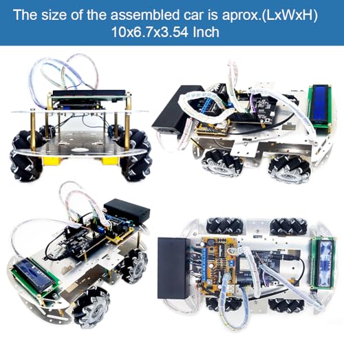 DIY Mecanum Wheel Car Kit with Metal Chassis and TT Motor Smart Robot 4WD Omnidirectional Car Programming Kit with Speed Encoder for Arduino