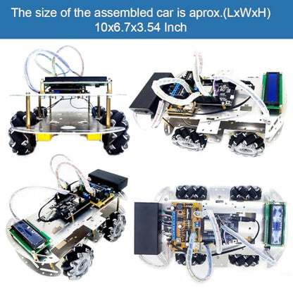 DIY Mecanum Wheel Car Kit with Metal Chassis and TT Motor Smart Robot 4WD Omnidirectional Car Programming Kit with Speed Encoder for Arduino