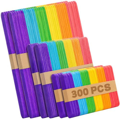 300PCS Colored Craft Sticks (300 Count)