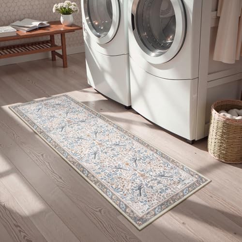 Boho Floral Washable Kitchen Runner Rugs