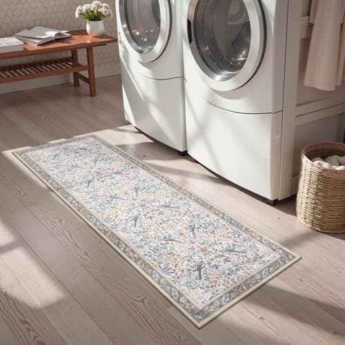 Boho Floral Washable Kitchen Runner Rugs