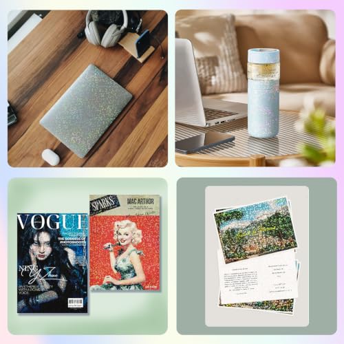36 Sheets Holographic Laminate Sheets Clear Self Adhesive Sticker Paper (36 Count)