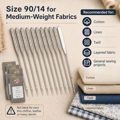 50 Pcs Embroidery Sewing Machine Needles Size 90 (50 Count)