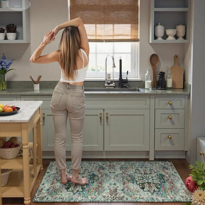 Reine Bohemian Floral 2x6 Washable Hallway Runner Rug