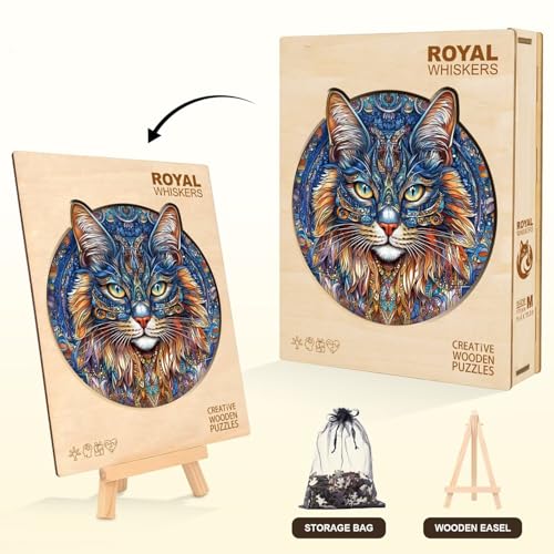 Persian Cat Puzzles Adults Gifts for Women Men Wooden 255 Pieces 13.4 x 13.2in