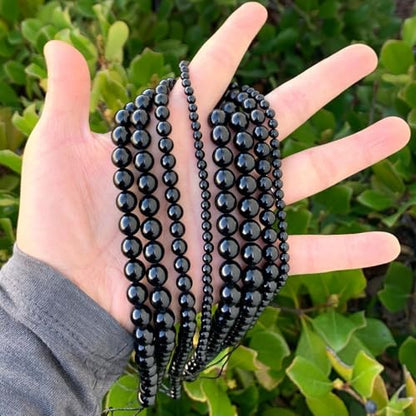 45pcs Adabele Natural Grade A Black Tourmaline Gemstone 8mm Round Beads (47 Count)