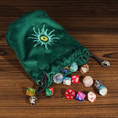 Green Large Dice Bag D&D Cute Storage Bag for Role Playing Games (2.11 Ounce)