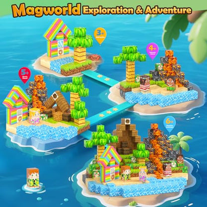 120PCS Magnetic Blocks Hawaii Mine Magnet World Building Cubes for Kids 3+ (120 Count)