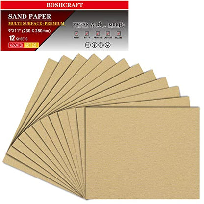 220 Grit Sand Paper 9" x 11" (12 Count)
