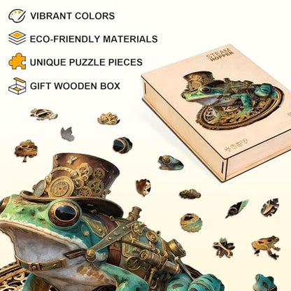 Steam Hopper Frog Puzzles Adults Gifts for Women Men Wooden 210 Pieces 13.4 x 13.0in