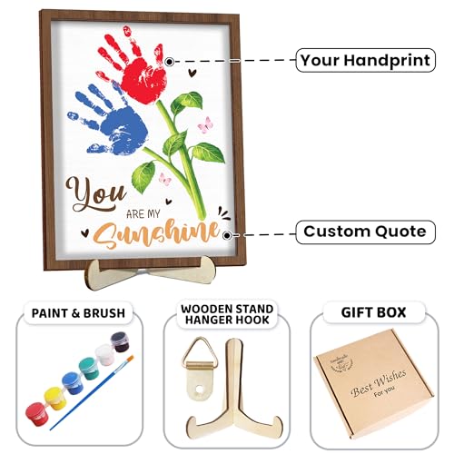 Personalized Handprint Wooden Sign You Are My Sunshine Frame with Paint