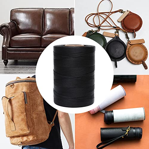 Waxed Thread 852Yards 150D 0.8mm Flat Polyester Wax Thread for Hand Sewing Leather Craft DIY Projects Shoes Repair Book Binding