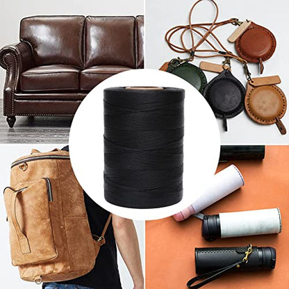 Waxed Thread 852Yards 150D 0.8mm Flat Polyester Wax Thread for Hand Sewing Leather Craft DIY Projects Shoes Repair Book Binding