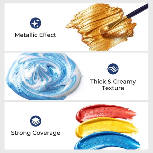 20 Colors Metallic Acrylic Paint Set (48 Fl Oz)