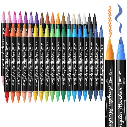 36 Colors Precision Dual Tip Acrylic Paint Markers Pens (36 Count)