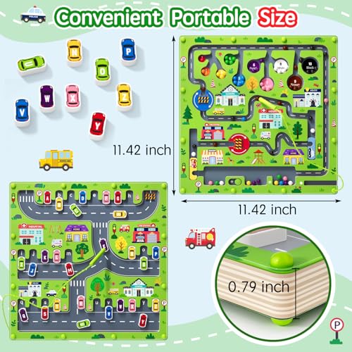 2 in 1 Magnetic Color and Number Maze Magnet Alphabet Counting Double Sided Board Wood Puzzle Fine Motor Skills Montessori Preschool Toys Gifts for Boys and Girls 3