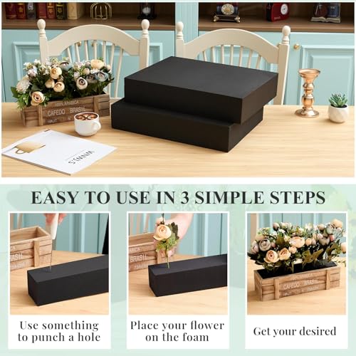 2 Pcs Black Reusable Floral Foam Blocks Water Weather Resistant Dry Floral Foam for Artificial Flower Arrangements Outdoor Hanging Florist Plant Bases for DIY Wedding