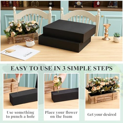 2 Pcs Black Reusable Floral Foam Blocks Water Weather Resistant Dry Floral Foam for Artificial Flower Arrangements Outdoor Hanging Florist Plant Bases for DIY Wedding