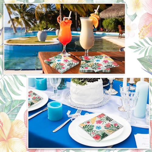60 Pcs Hawaiian Cocktail Paper Napkins 6.5 x 6.5 Inches