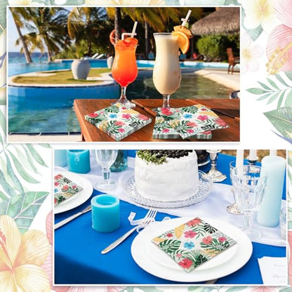 60 Pcs Hawaiian Cocktail Paper Napkins 6.5 x 6.5 Inches