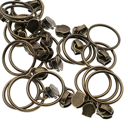 5# Black Nylon Zipper Tape Brass Teeth 10 Yards Continuous Zipper with 25 pcs Ring Pull Silders Bulk
