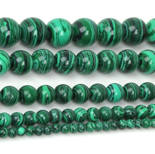 45pcs Synthetic Green Malachite Gemstone 8mm Round Beads (46 Count)