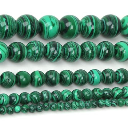 45pcs Synthetic Green Malachite Gemstone 8mm Round Beads (46 Count)