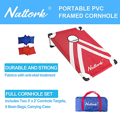 Portable Cornhole Set Collapsible Corn Hole Boards with 8 Cornhole Bean Bags and Carrying Case
