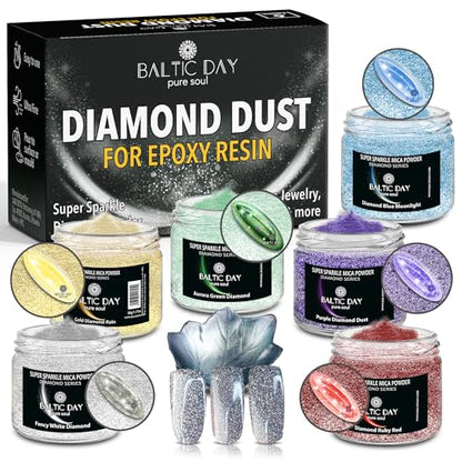 Diamond Dust 6 Color Luxury Glitter Set for Epoxy Resin (6 Ounce)