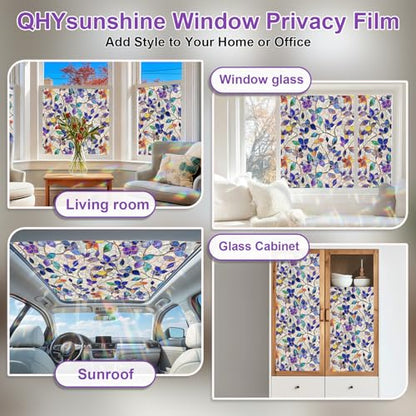 Stained Glass Window Privacy FilmDecorative Rainbow Static Clings