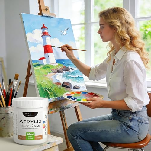 Large Clear Gesso Primer for Acrylic Painting (42.4 Fl Oz)