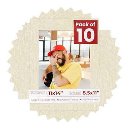 Pack of TEN 11x14 Mats Bevel Cut for 8.5x11 Photos (10 Count)
