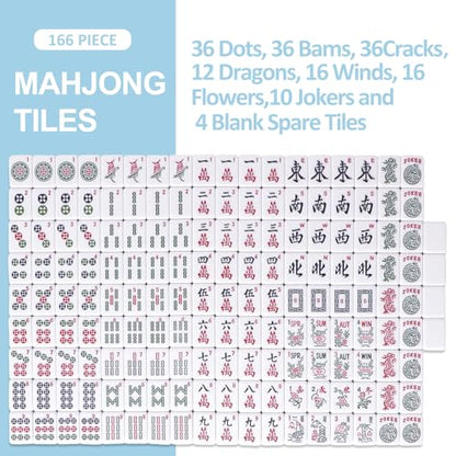 American Mahjong Tile Set with 166 Blue Back Tiles