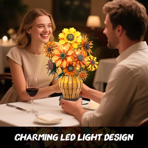 Sunflower Building Set with Light Vase Base