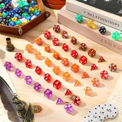 105 Pcs Dice Sets Bulk with Drawstring Bag Polyhedral Dice Sets Multi Role Playing Table Game D4 D6 D8 D10 D% D12 D20 (105 Count)