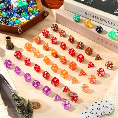 105 Pcs Dice Sets Bulk with Drawstring Bag Polyhedral Dice Sets Multi Role Playing Table Game D4 D6 D8 D10 D% D12 D20 (105 Count)