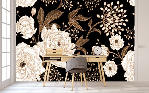 Wall Mural Peonies and Roses Floral Vintage Wallpaper (162.5 Sq Ft)