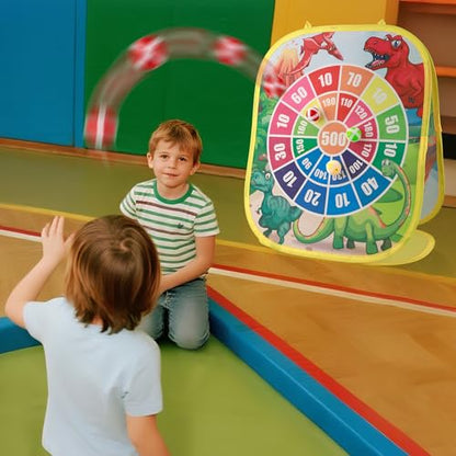 Bean Bag Toss Game Toy Indoor and Outdoor Dinosaur Toys for Kids 3 (20 Count)