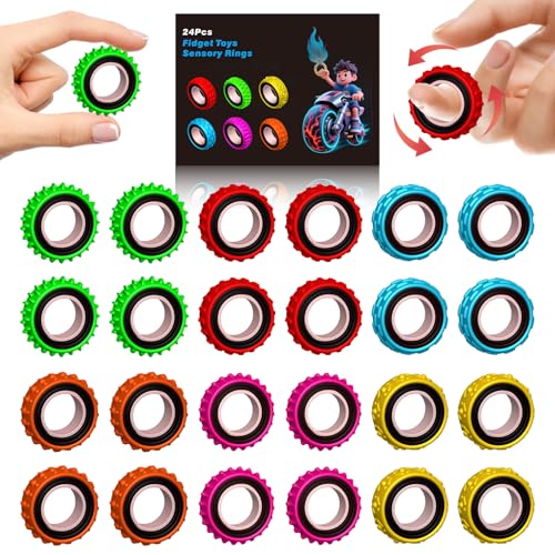 Fidget Toys Sensory Ring for Kids (24 Count)