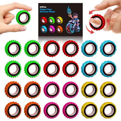 Fidget Toys Sensory Ring for Kids (24 Count)
