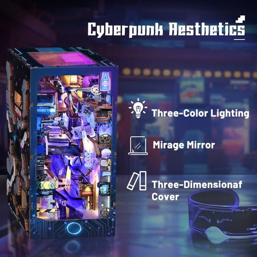 DIY Book Nook Cyberpunk Dollhouse Kit 3D Wooden Puzzle for Adults