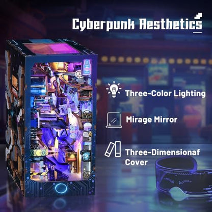DIY Book Nook Cyberpunk Dollhouse Kit 3D Wooden Puzzle for Adults