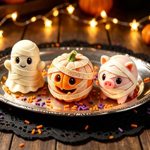 3Pcs 3D Halloween Silicone Molds Pumpkin Ghost Pig for Candle Resin Soap (3 Count)