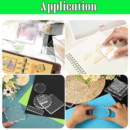7Pcs Square Shaped Clear Acrylic Stamp Blocks Set (7 Count)