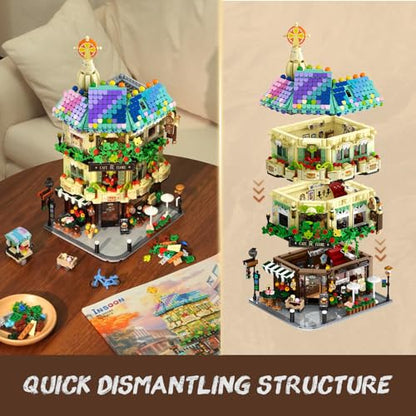Flower Cafe House Building Set with Lights for Adults