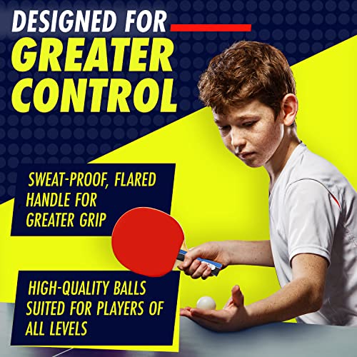 Ping Pong Paddle Set of 2 with 4 Balls & Carry Case for Table Tennis (6 Count)