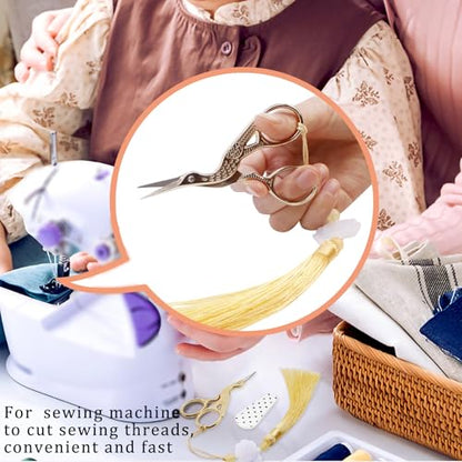 3.6Inch Small Embroidery Scissors Precision Scissor with Leather Cover Tassel Stainless Steel Tip for Crafting Thread Cutting Sewing DIY Needlework Artwork Housework